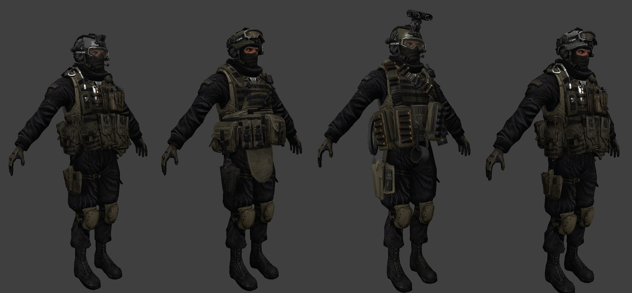 Shadow company. Marine gear, 3D model character, Shadow