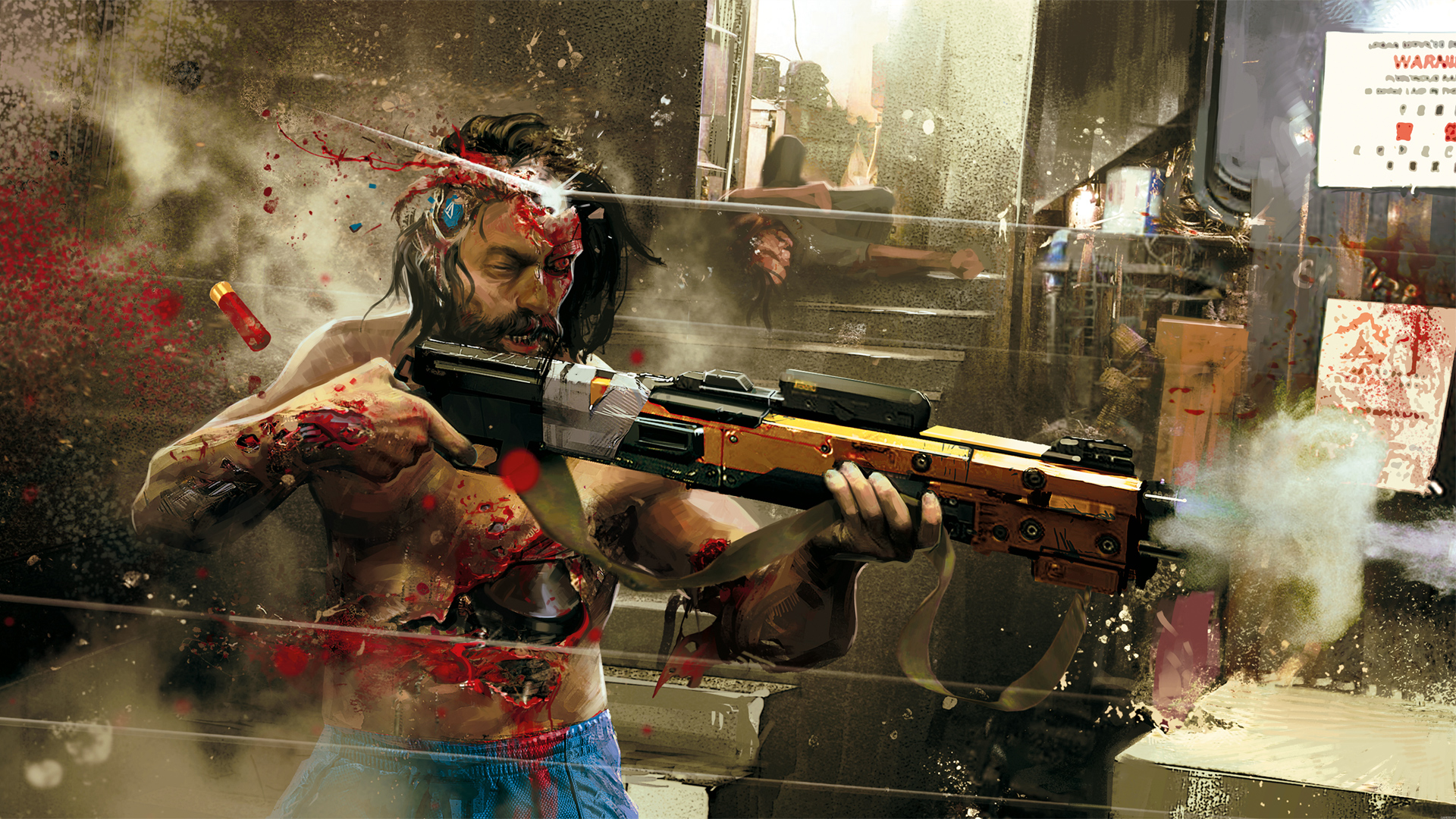 Cyborg's last stand. Wallpaper from Cyberpunk 2077