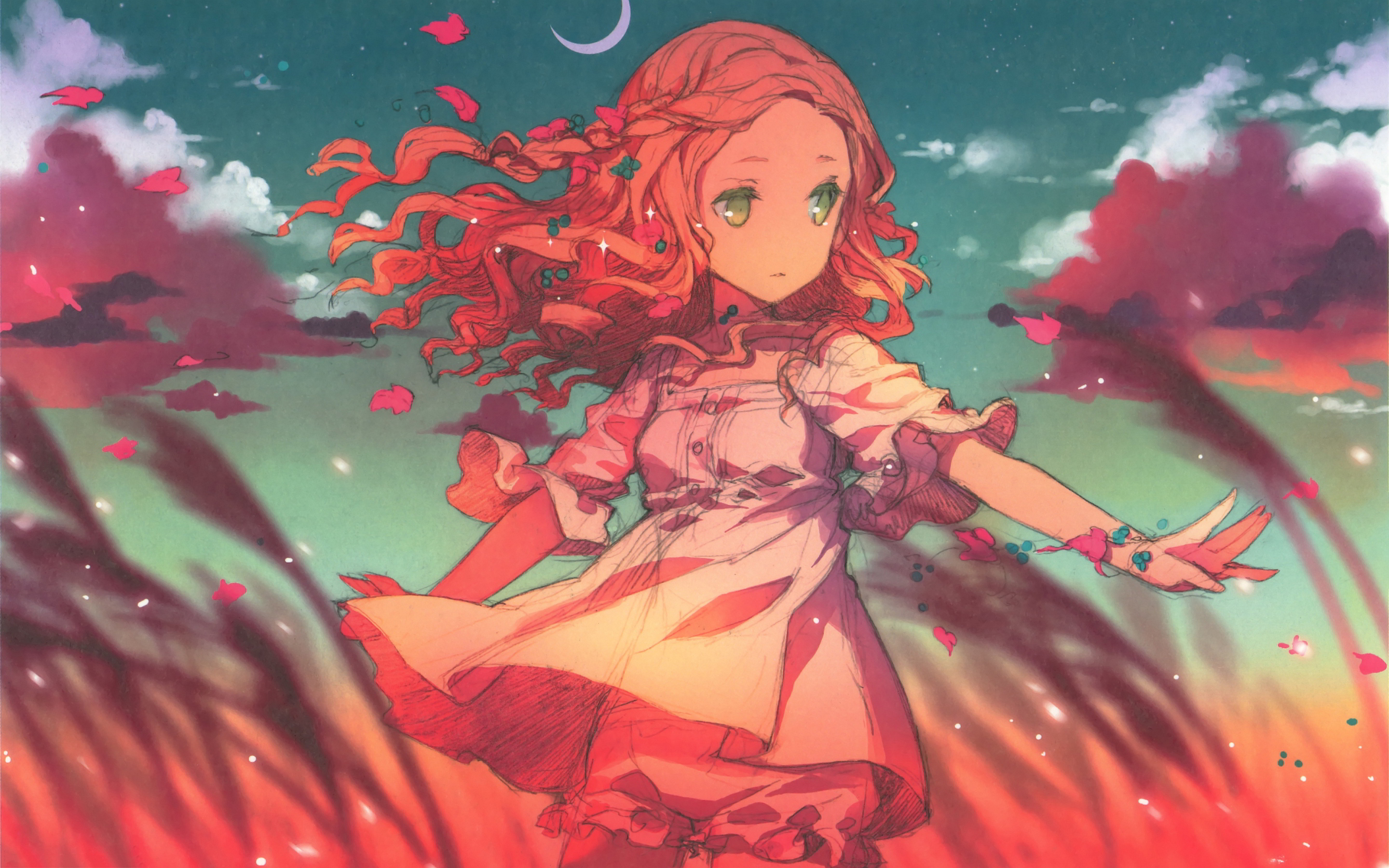 Anime girl wind breeze wallpaperx1800