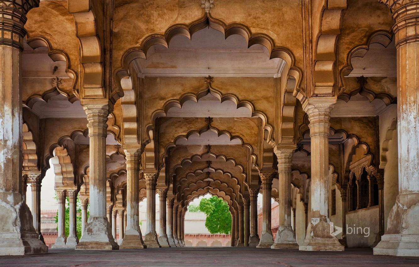 Wallpaper the building, India, yard, arch, columns