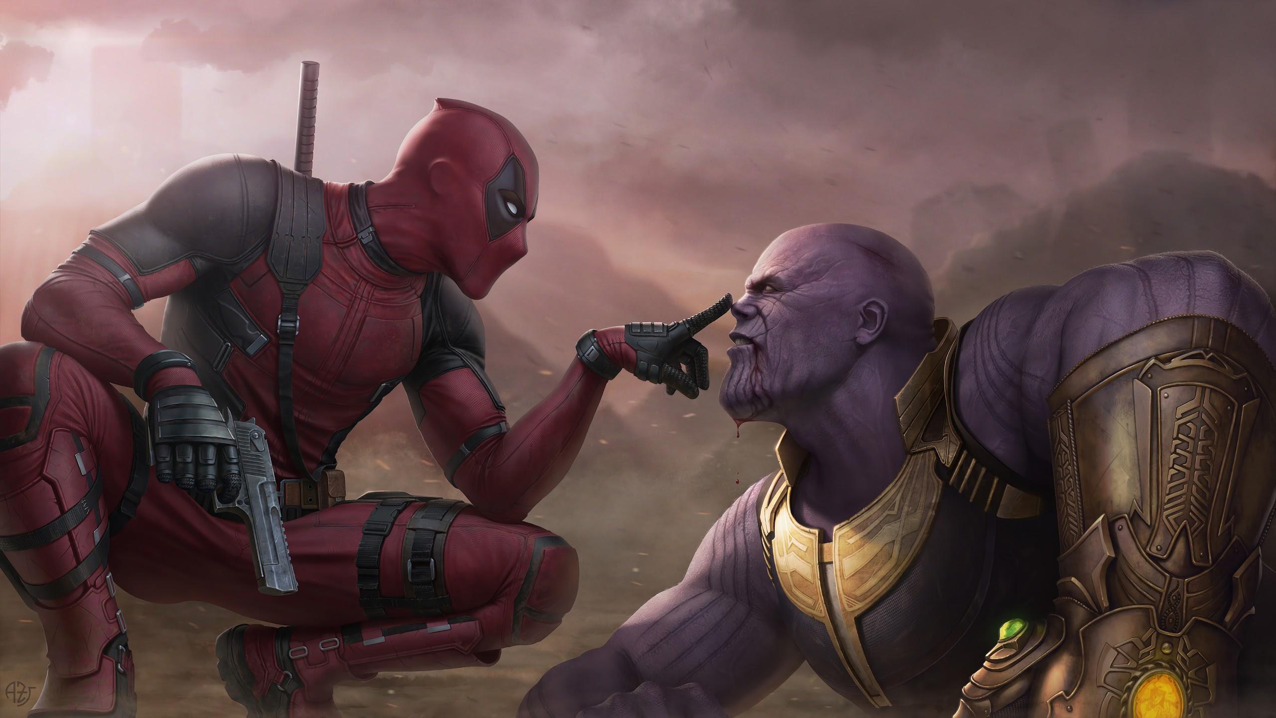 Deadpool vs. Thanos 4K Wallpaper