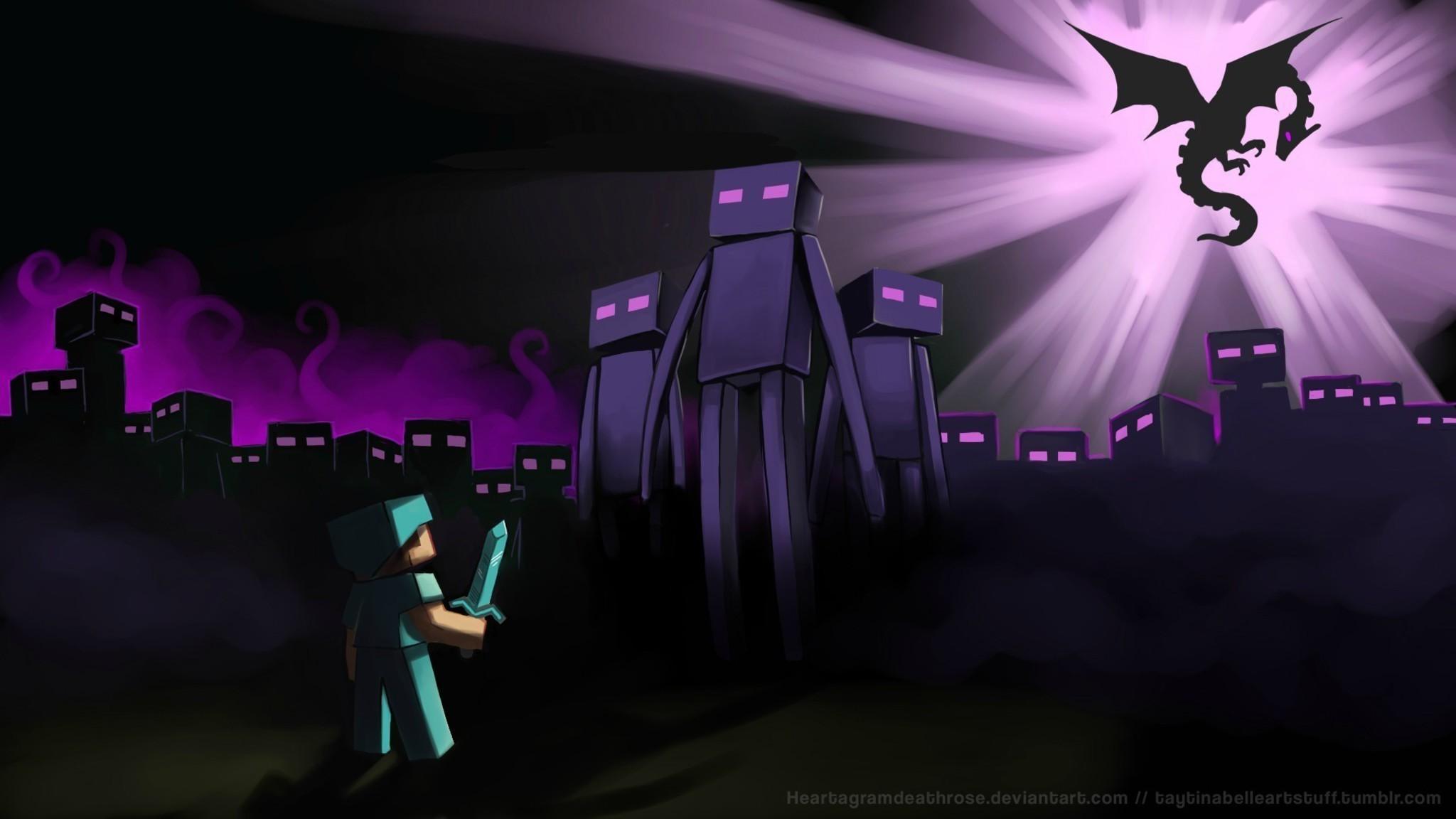 Download Heroic Battle with the Ender Dragon Wallpaper