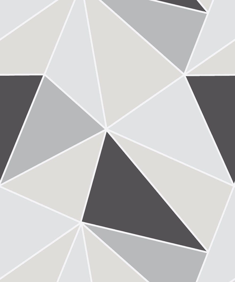 Fine Decor Apex Geometric Abstract Triangles Grey Silver Black Wallpaper FD41994