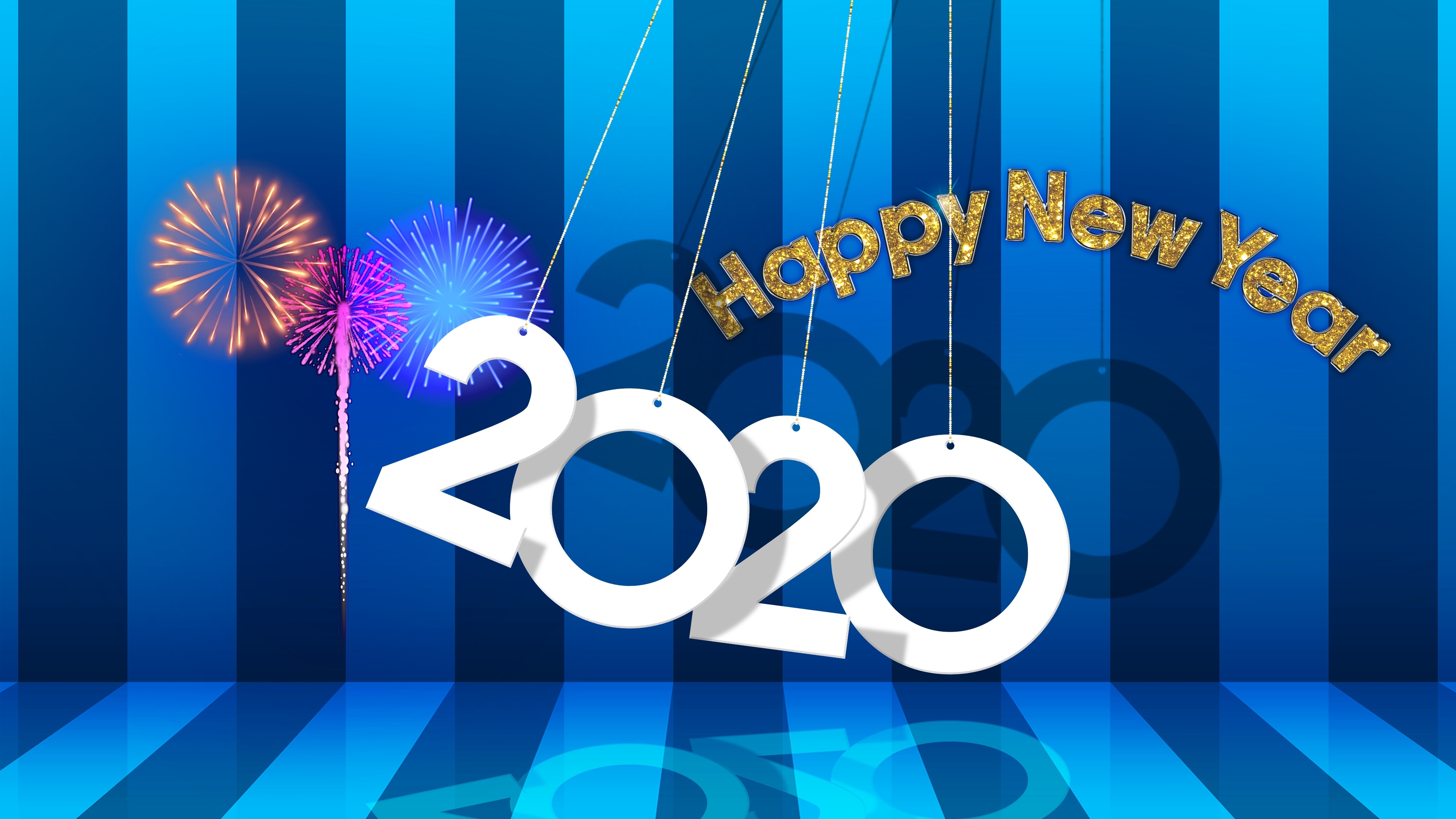 Download 3840x2160 Happy New Year Design Wallpaper