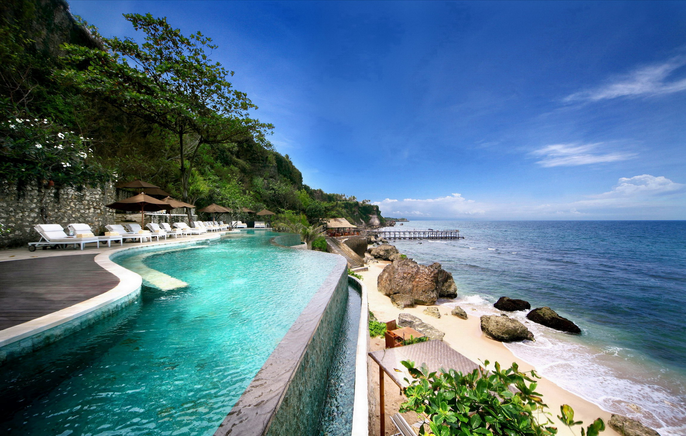 Ocean Beach Pool Bali Travel Indonesia Wallpaper Desktop