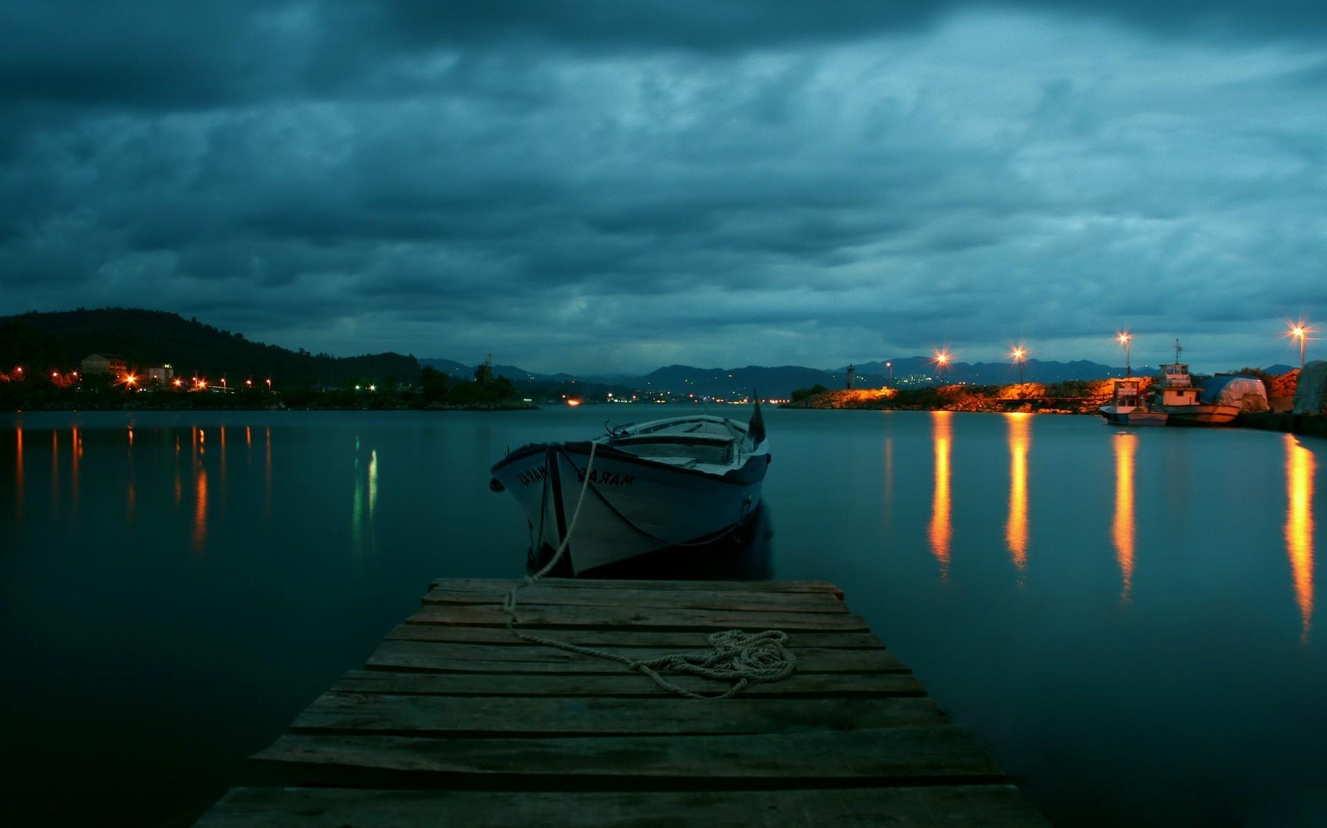 photography landscape nature water pier boat lights