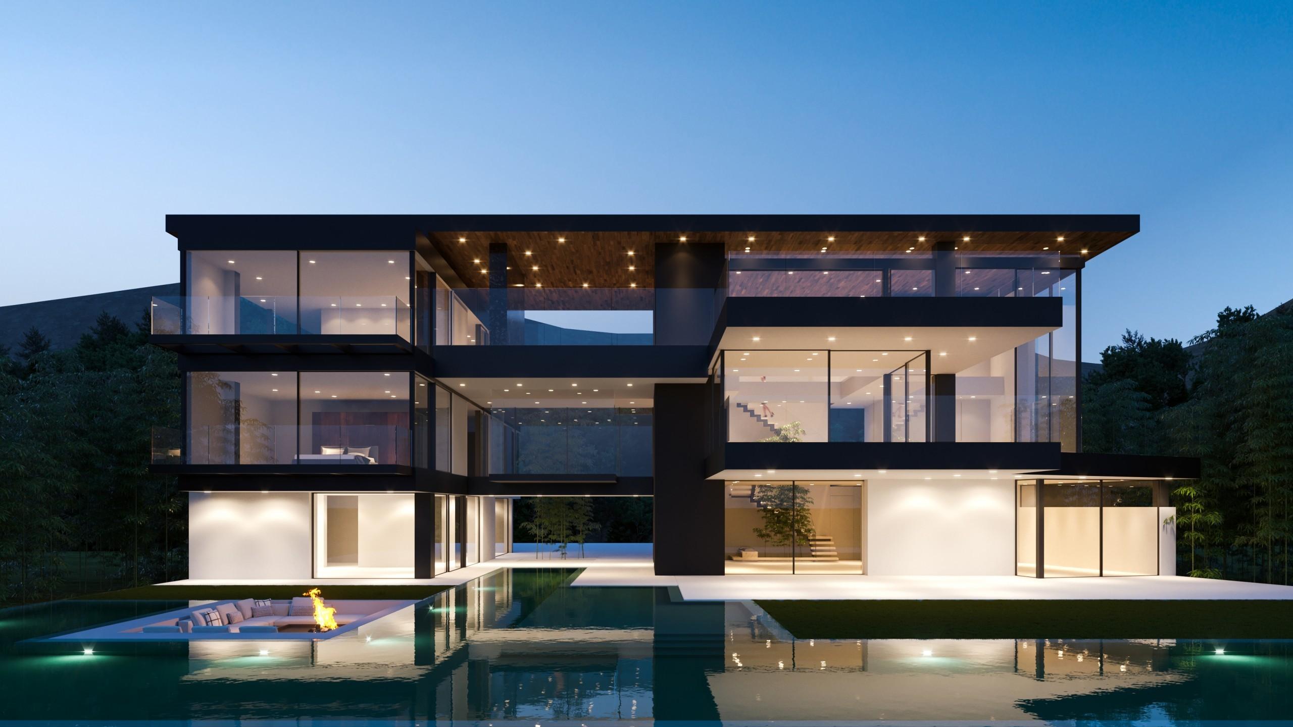 Download 2560x1440 Modern Architecture, House, Mansion
