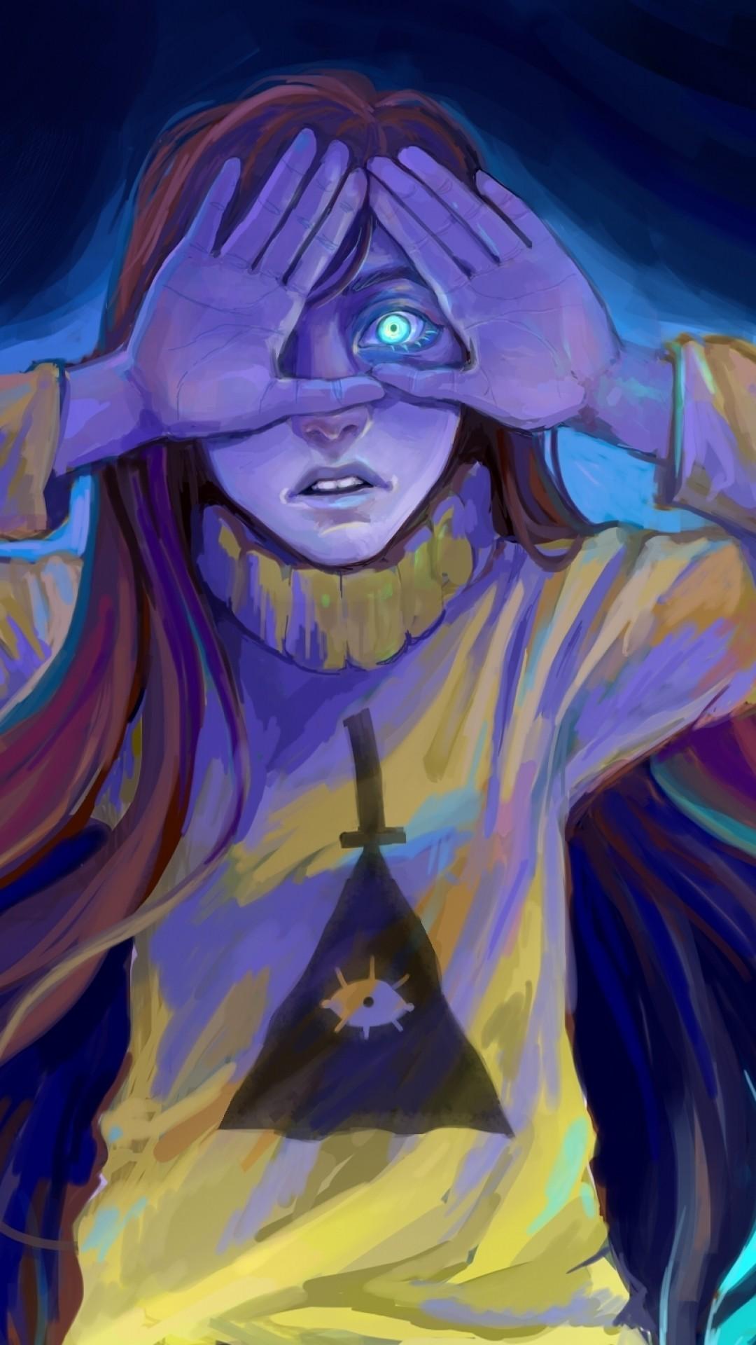 Download 1080x1920 Fantasy Girl, Shiny Eye, Illuminati