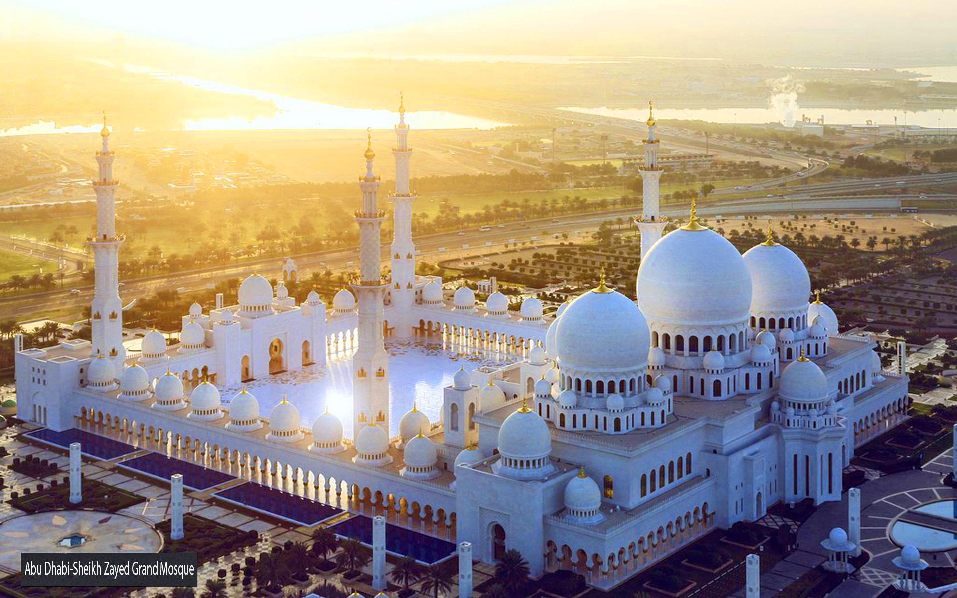 Sunset Abu Dhabi Sheikh Zayed Grand Mosque United Arab
