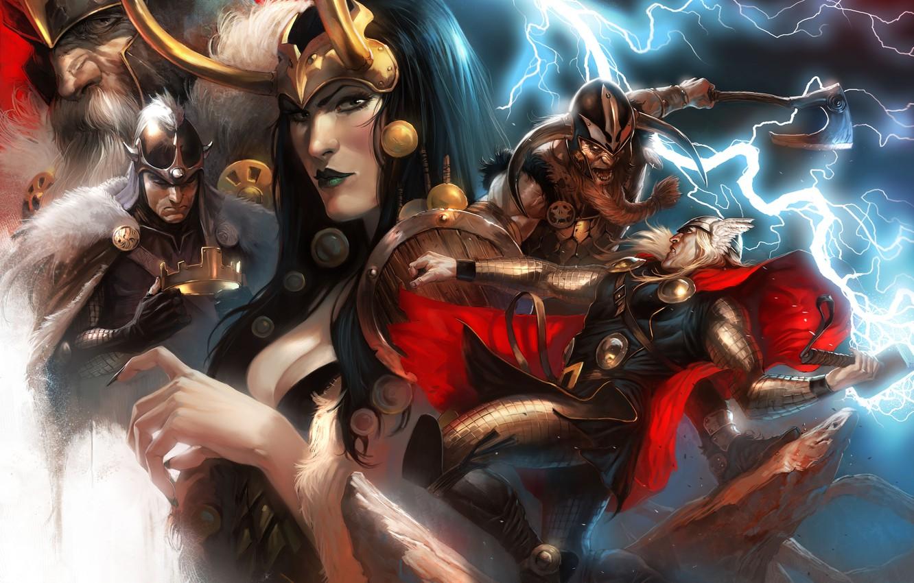 Wallpaper One, comic, marvel, Thor, Thor, Marvel Comics, Odin