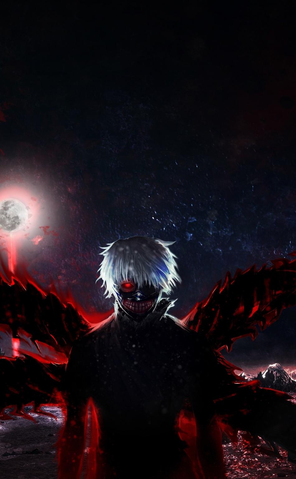 Download 950x1534 wallpaper tokyo ghoul, dark, anime boy