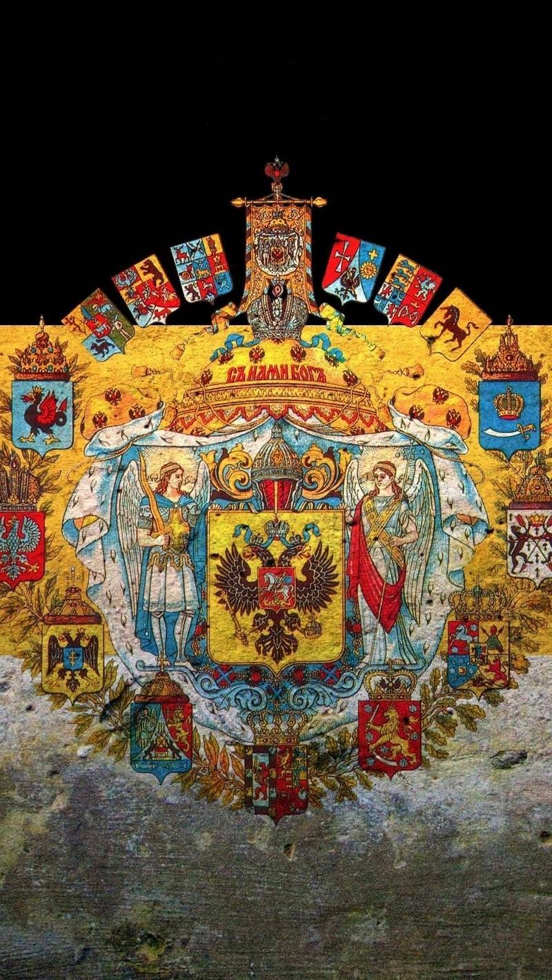 Download wallpaper 800x1420 flag, coat of arms, russia
