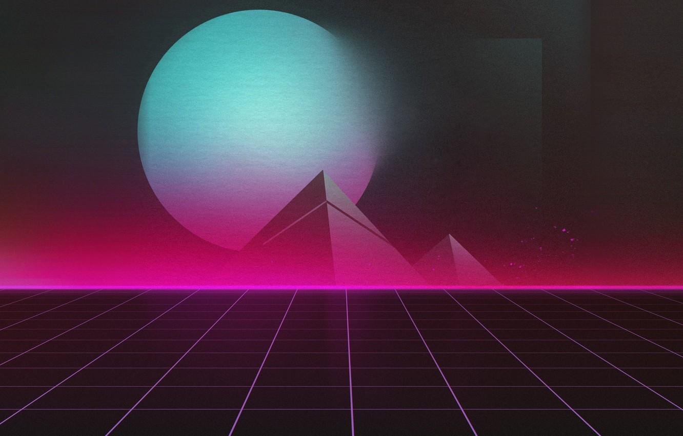 Wallpaper Music, Planet, Pyramid, Background, 80s, Neon, 80's