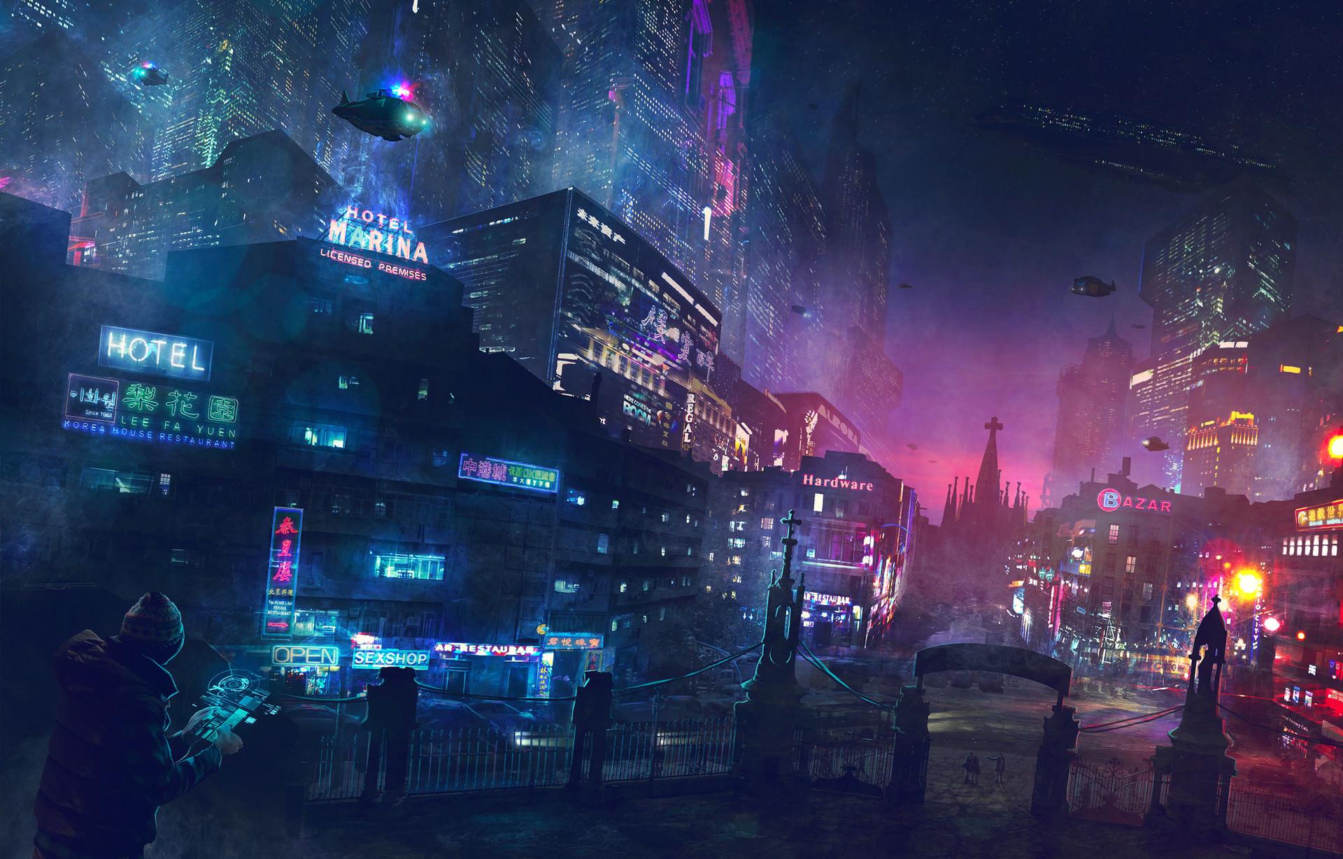 city, Science fiction, Cyberpunk, Neon Wallpaper HD