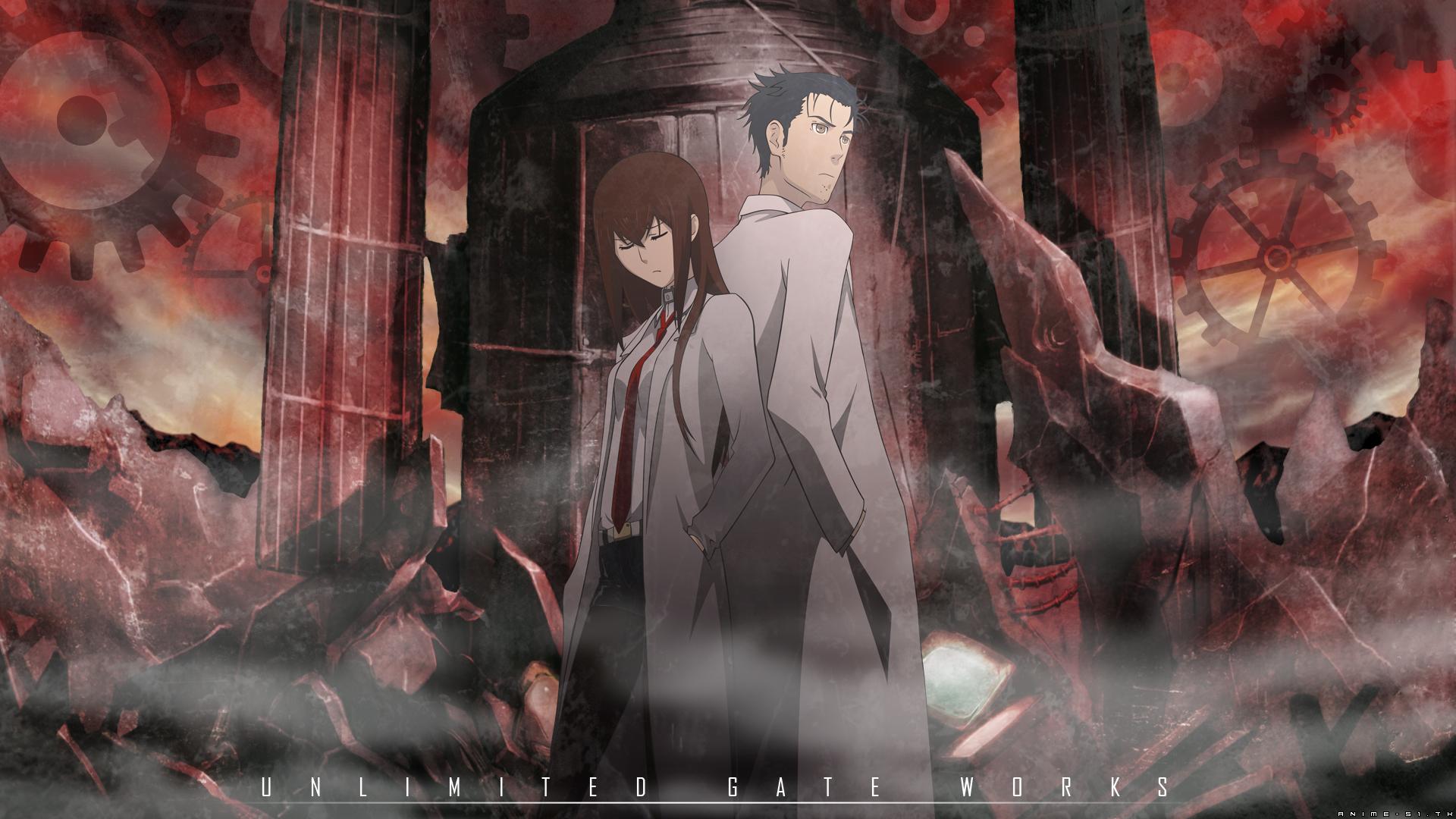 Download Steins Gate Anime Characters on City Street Background