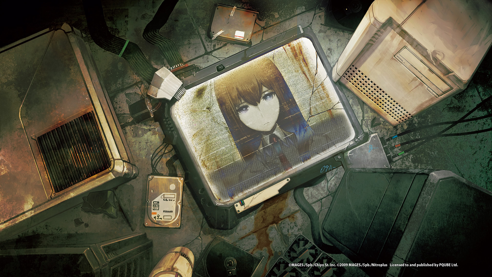 Kurisu Makise on a broken monitor Wallpaper from Steins;Gate