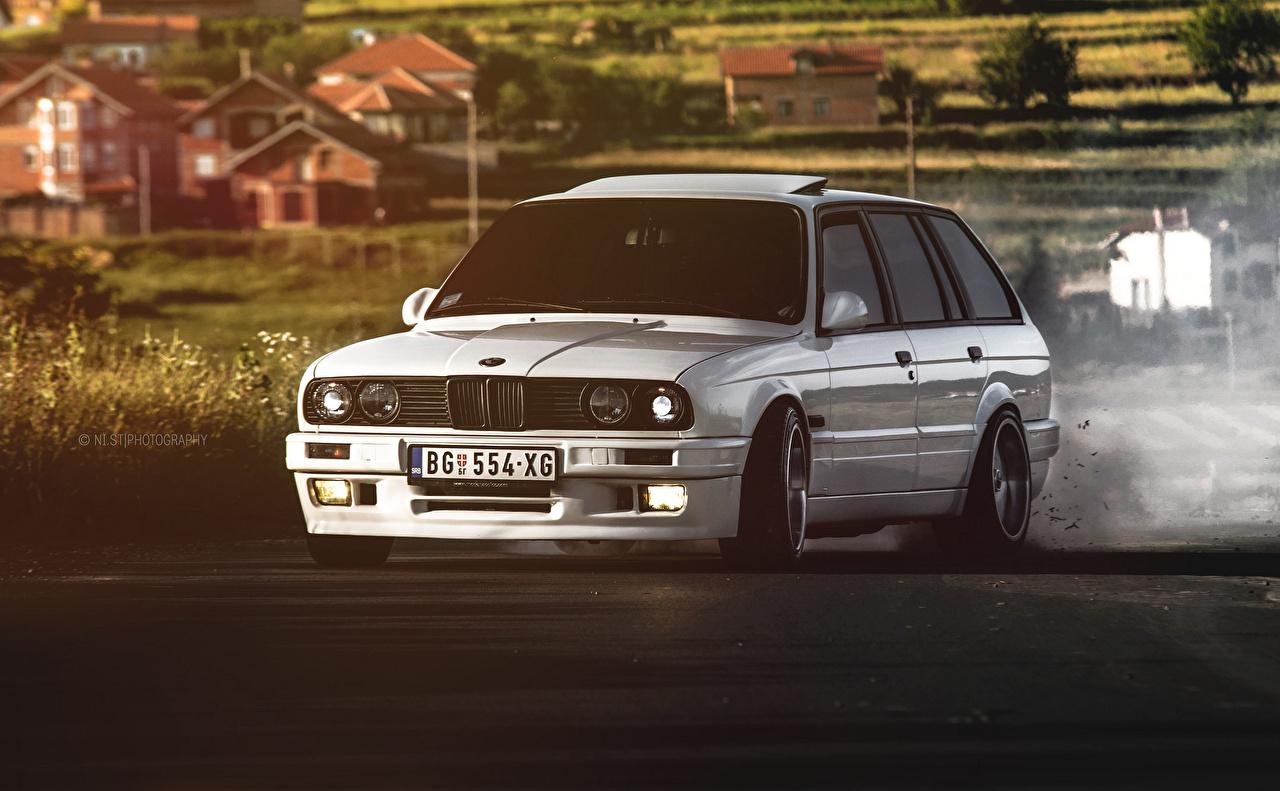 Wallpaper BMW E30 325 White auto Front