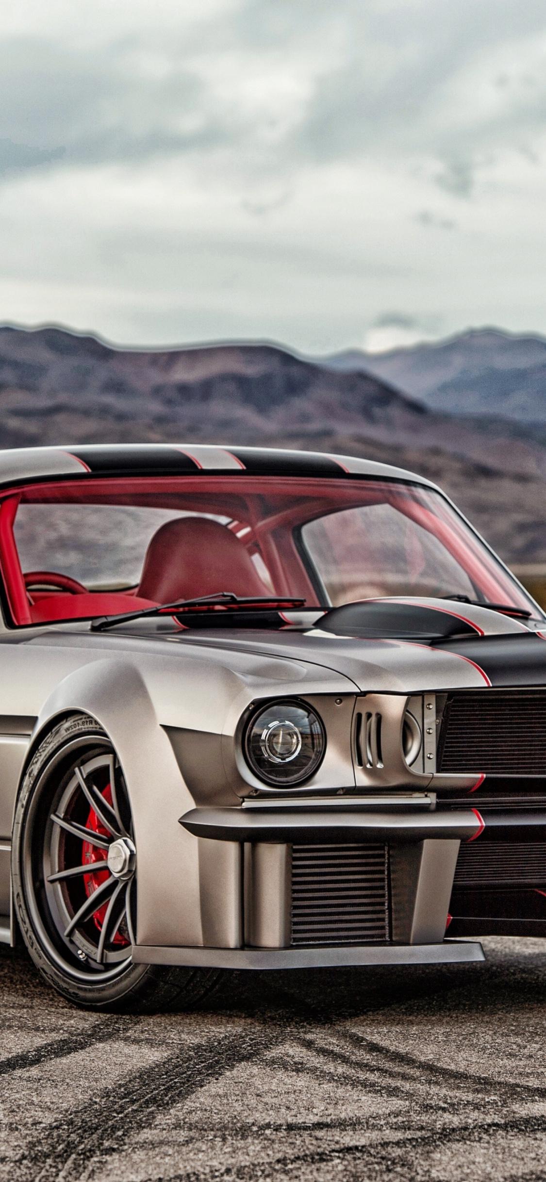 Download 1125x2436 wallpaper muscle car, front, ford mustang
