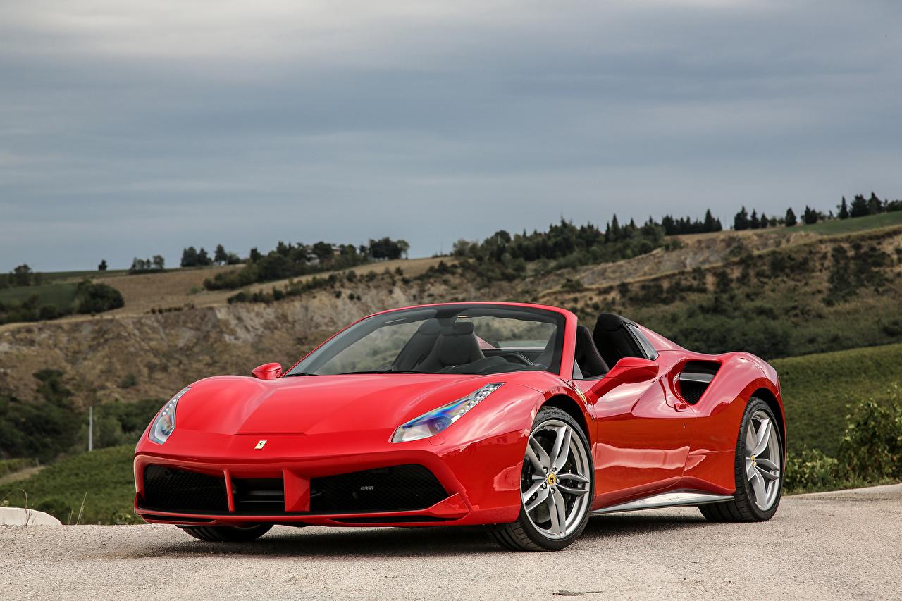 Wallpaper Ferrari 488 Spider Cabriolet Red auto