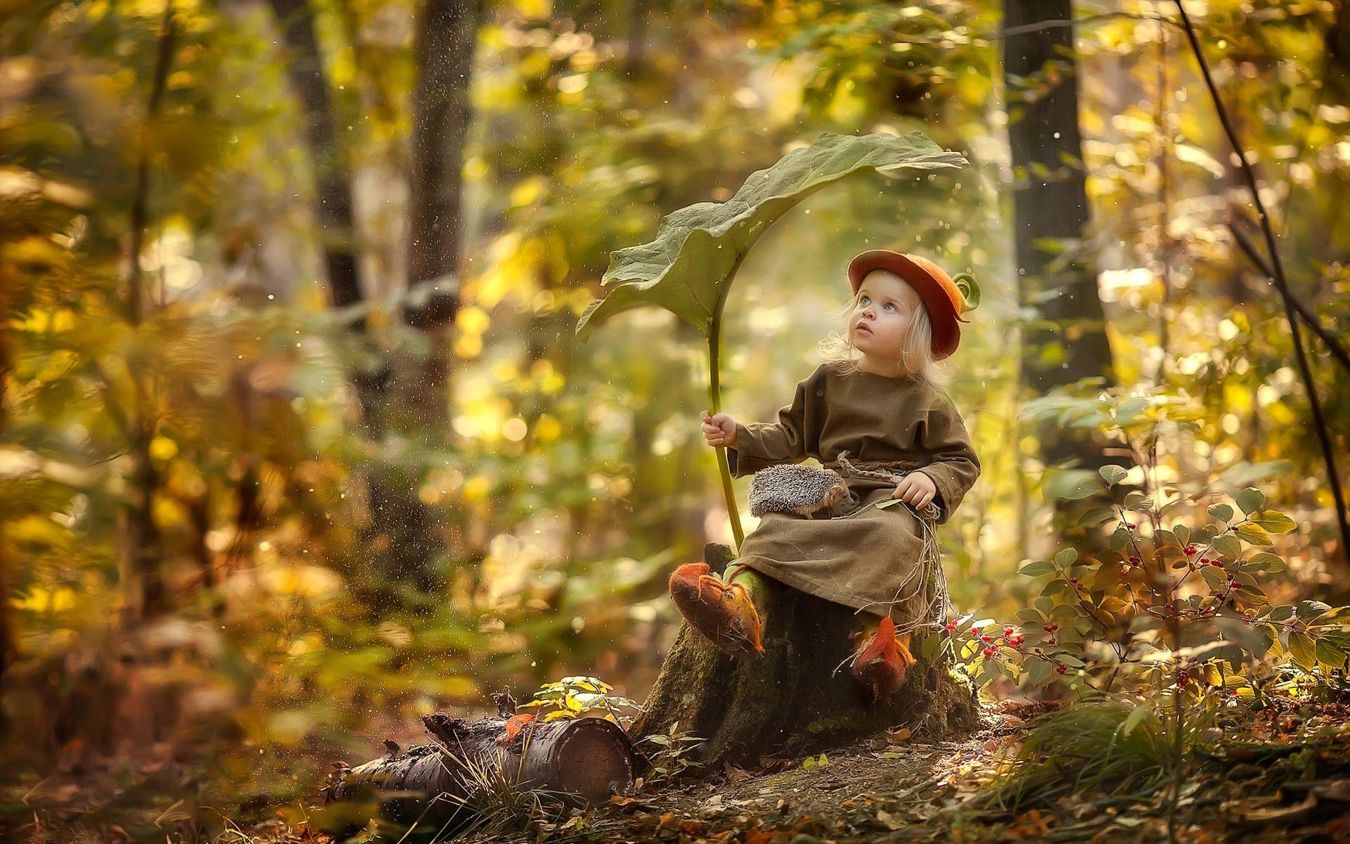 креативные фото детей осенью