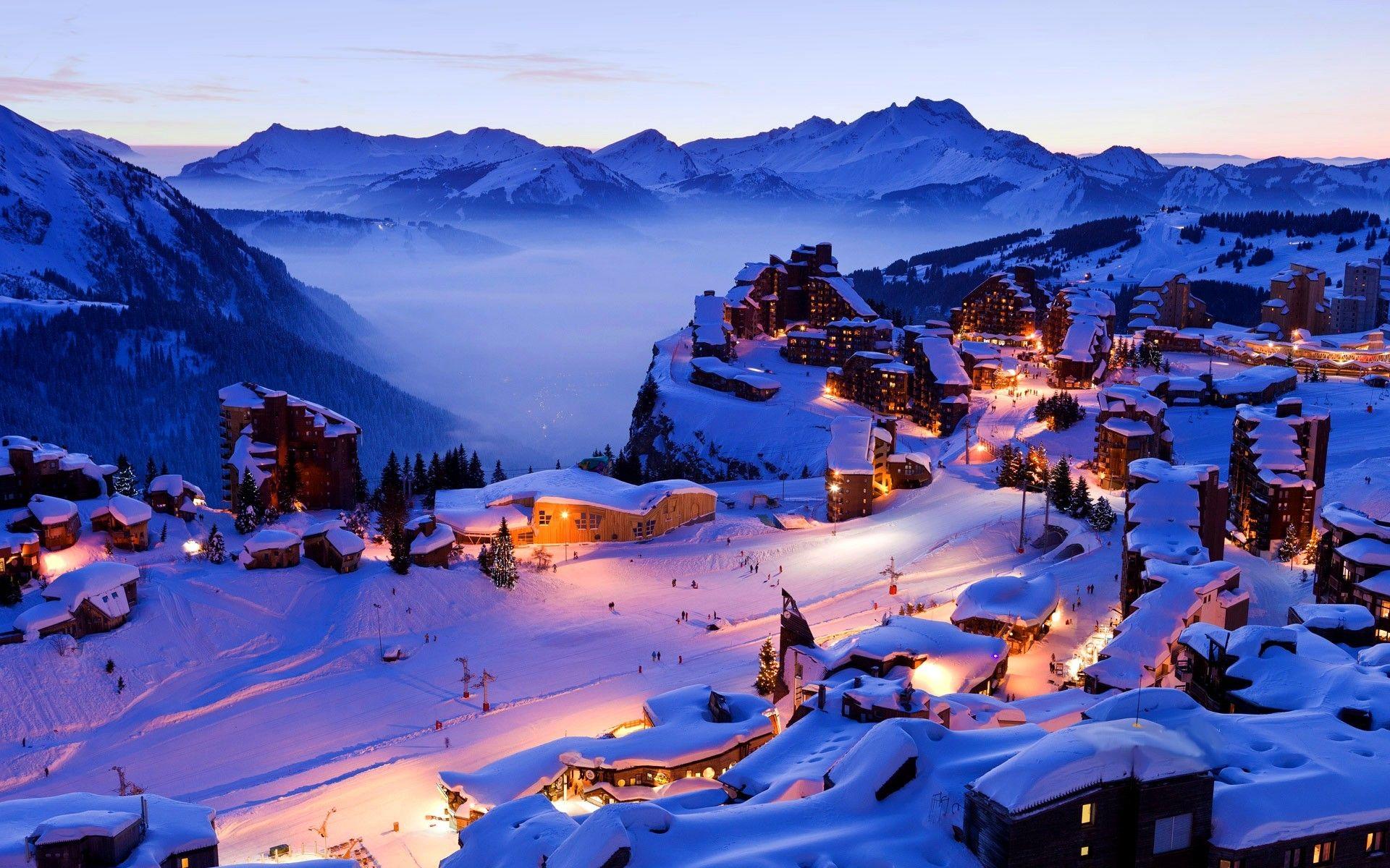 Winter Village Mountains Wallpapers ...
