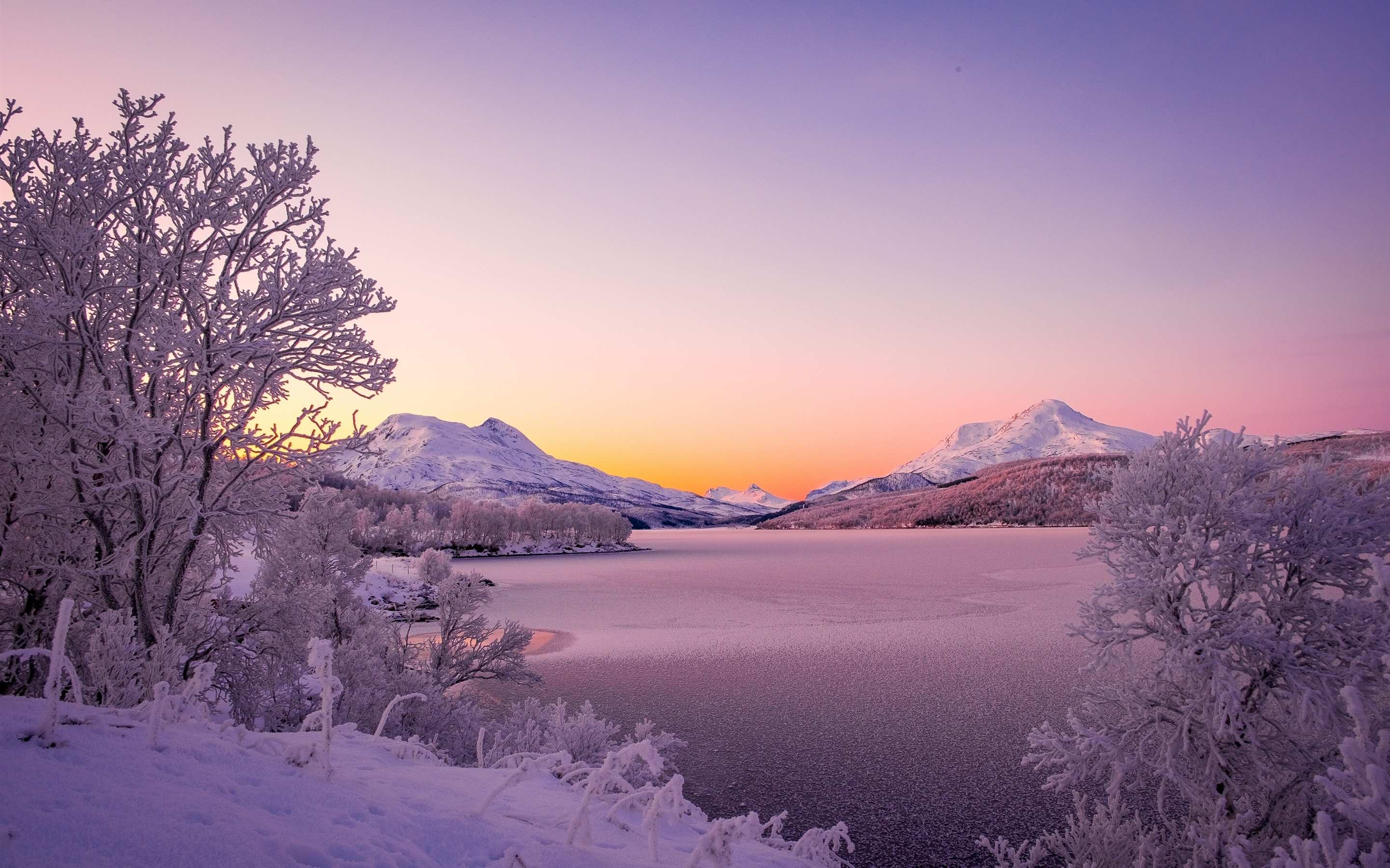 Wallpaper Norway, Scandinavian Mountains, lake, winter