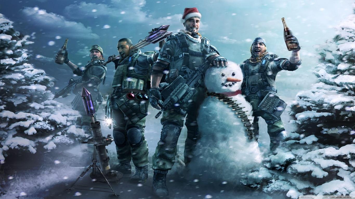 military, snowmen, Christmas wallpaper