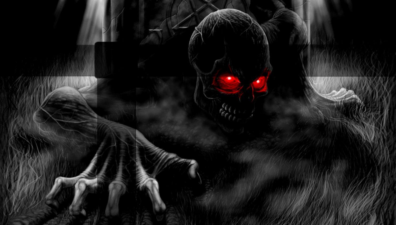 Scary Skull Red Eyes Wallpaper HD