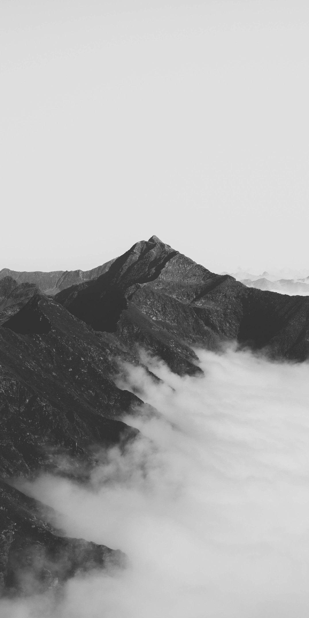 Wallpaper. Mountain. Black. White. Clouds in 2019