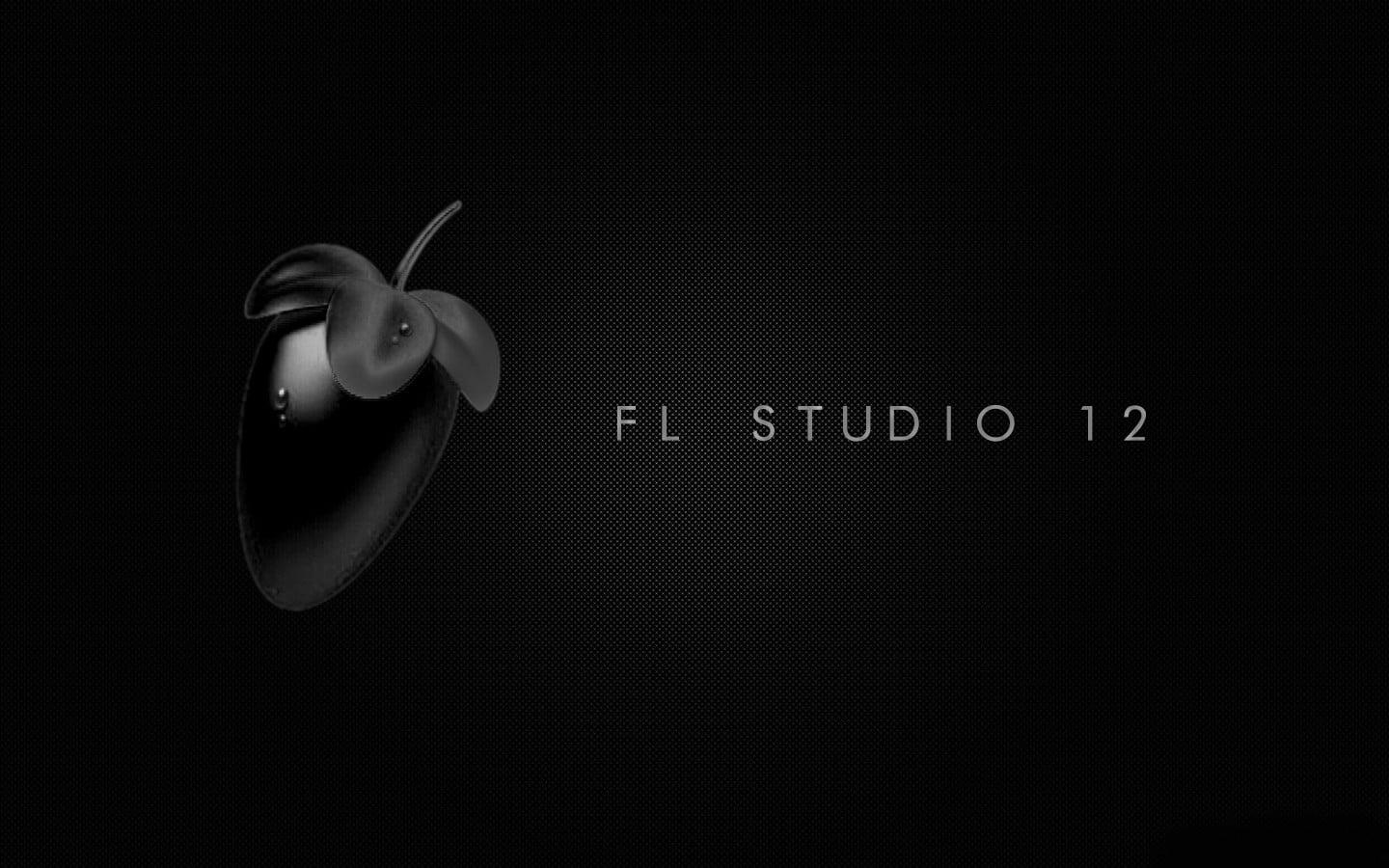 Black background with FL Studio 12 text overlay, text
