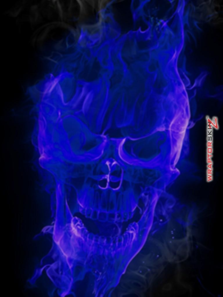 Free download iPad Skin Flaming Fire Skull Blue fits iPad 2