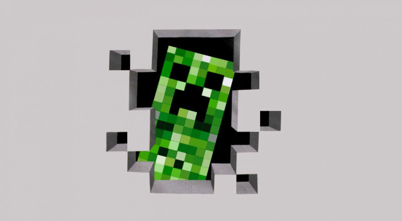 Minecraft Creeper Break Windows Wallpaper
