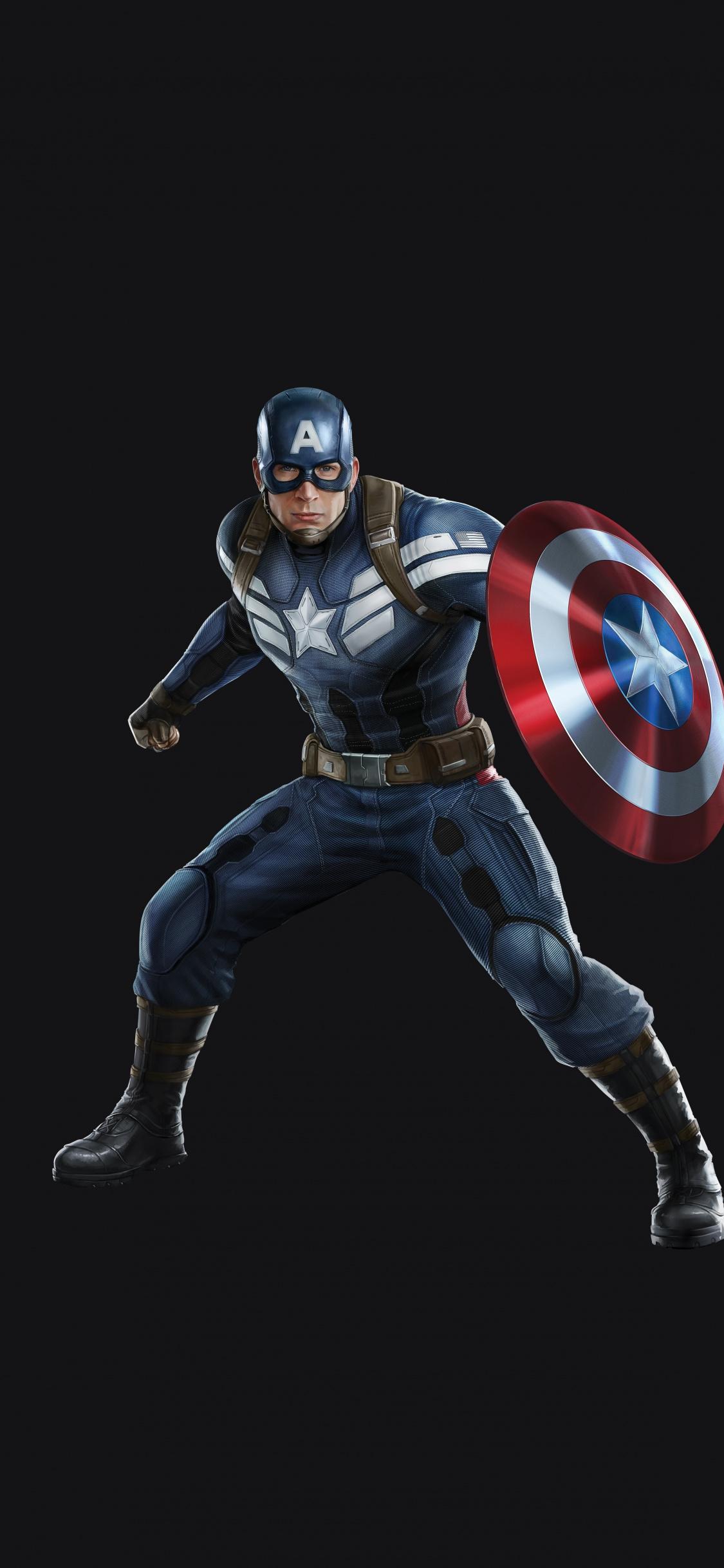 Download 1125x2436 wallpaper captain america, superhero