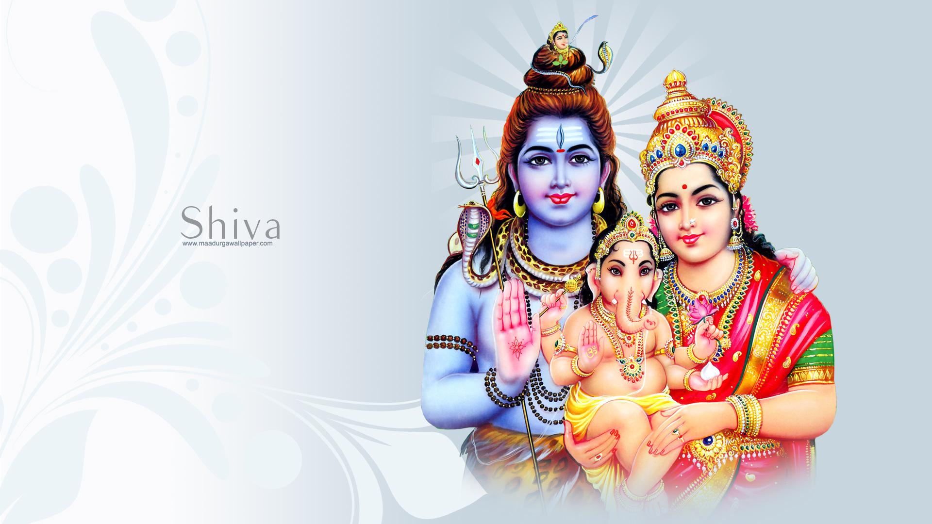 Lord Shiva Family wallpaper portrayed on floral background