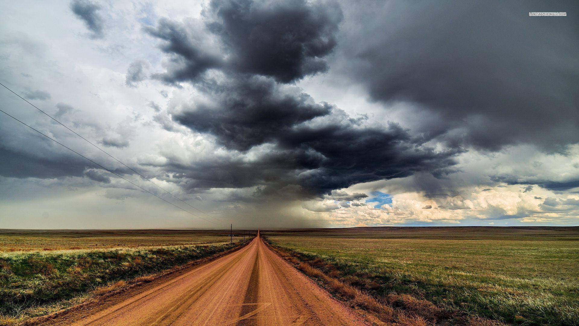 Dirt road under the stormy sky wallpaper #. Country