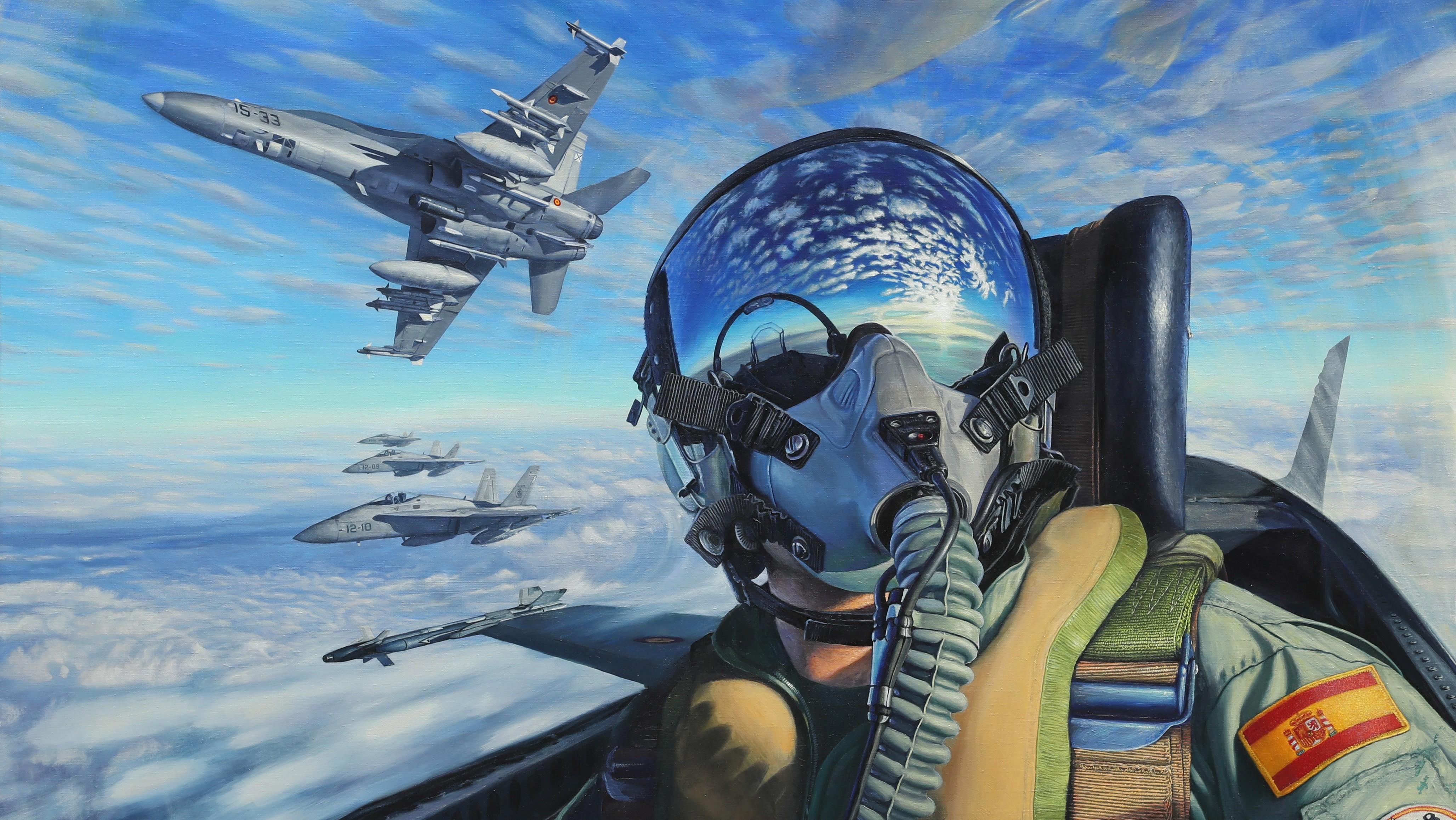 Wallpaper Pilot, Jet fighter, 4K, Military