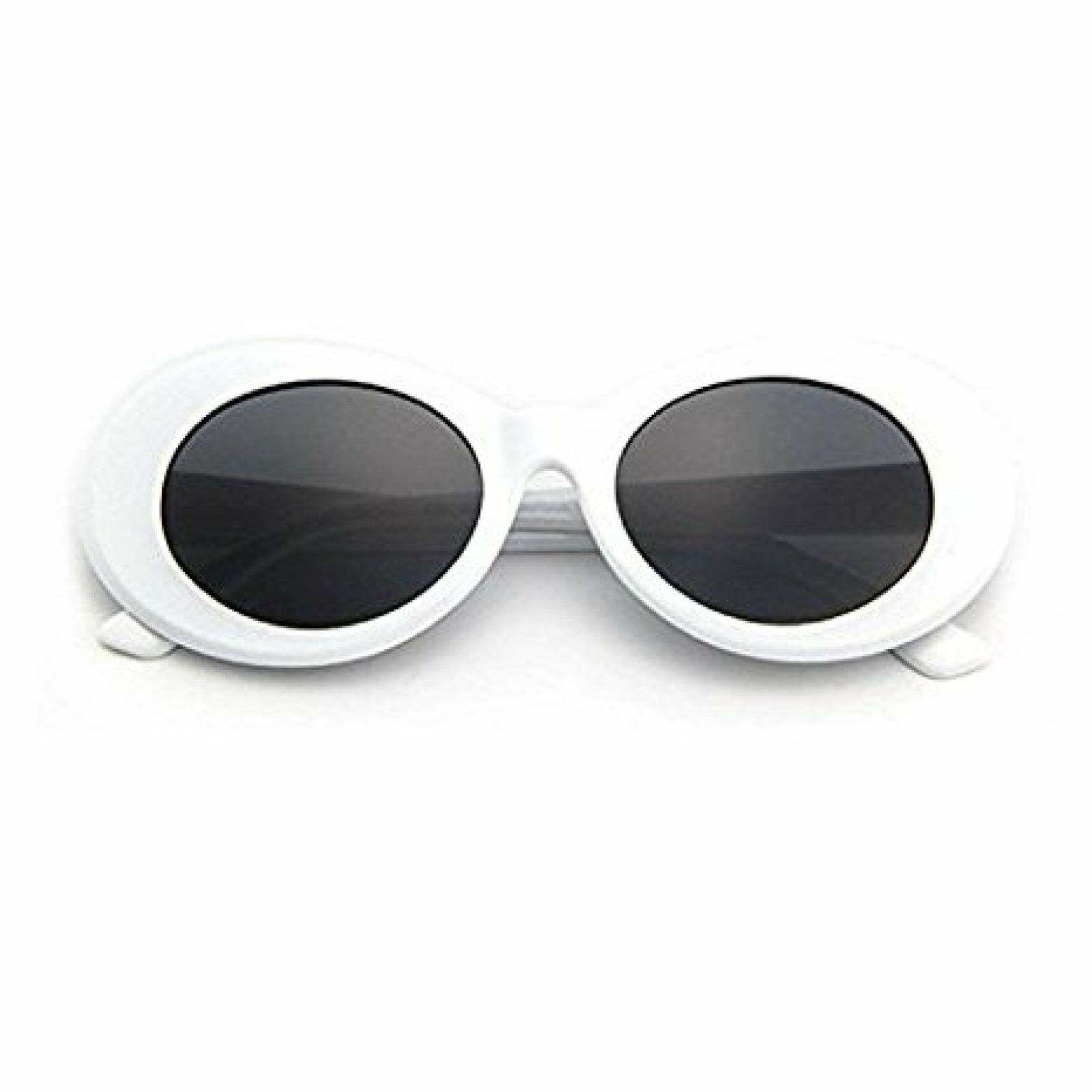 White Clout Goggles Glasses Kurt Cobain Rapper Hypebeast Cool Oval Sunglasses
