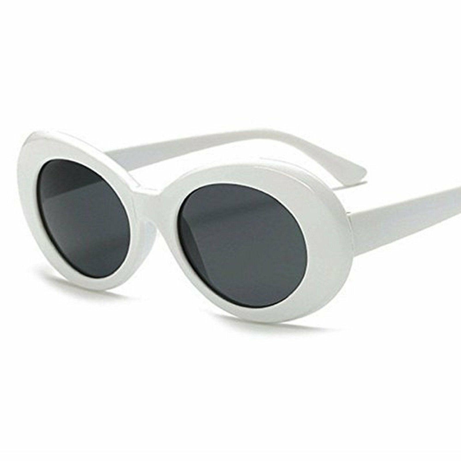 White Clout Goggles Glasses Kurt Cobain Rapper Hypebeast Cool Oval Sunglasses