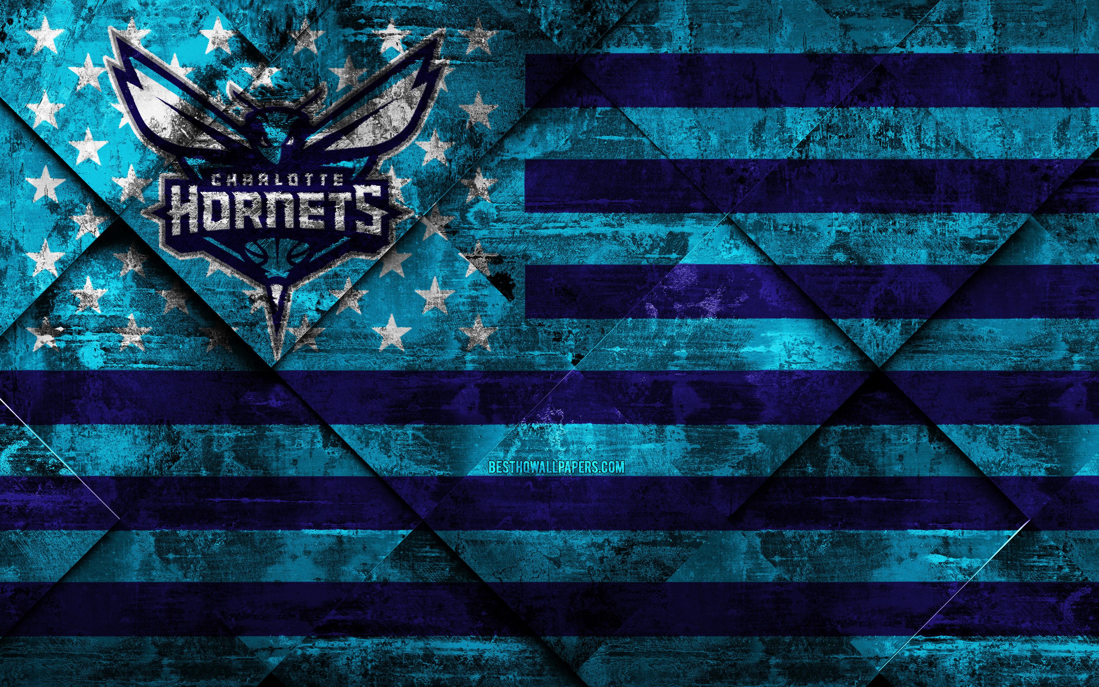Download wallpaper Charlotte Hornets, 4k, American