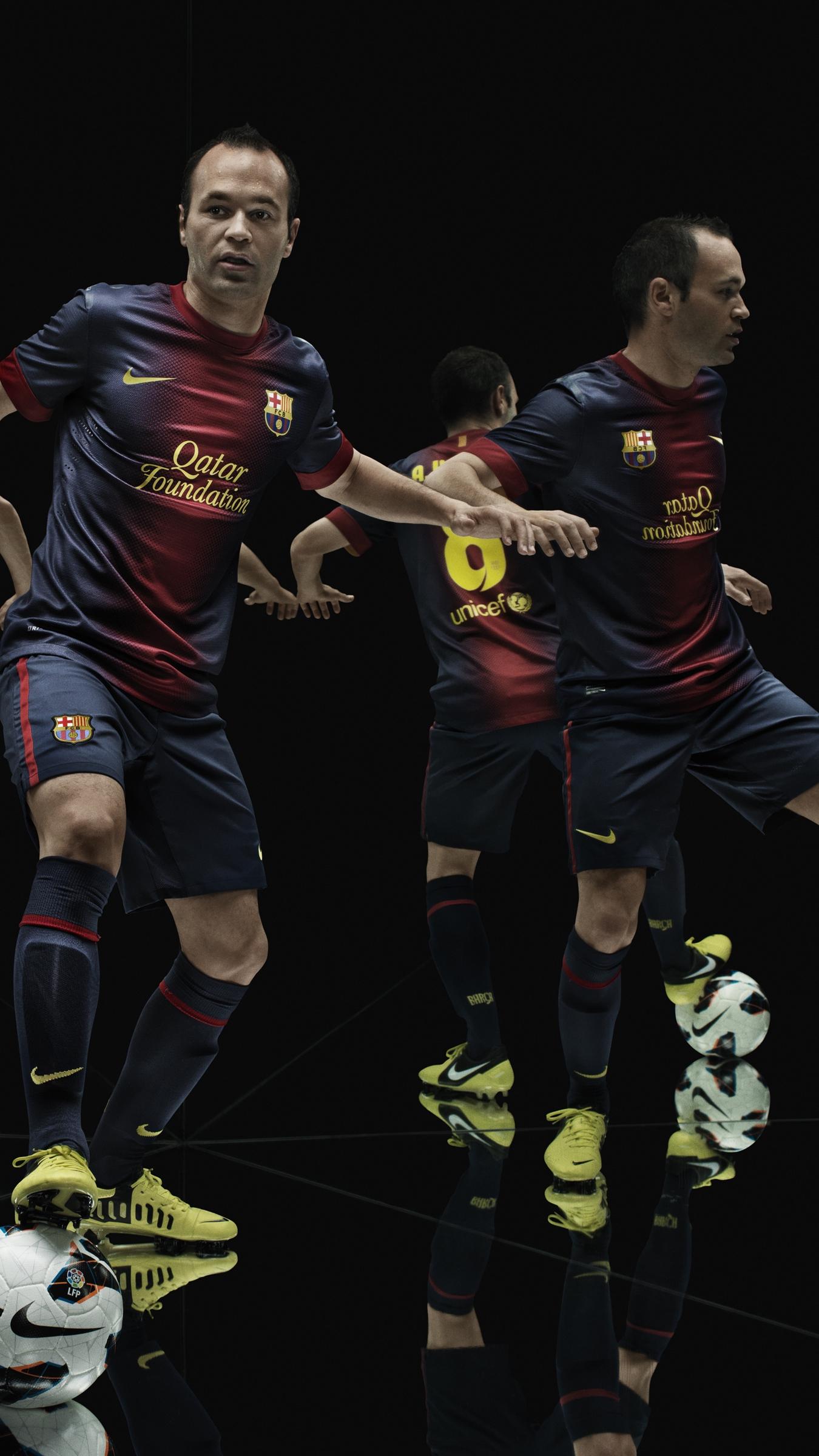 Download wallpaper 1350x2400 andres iniesta, barca, fc