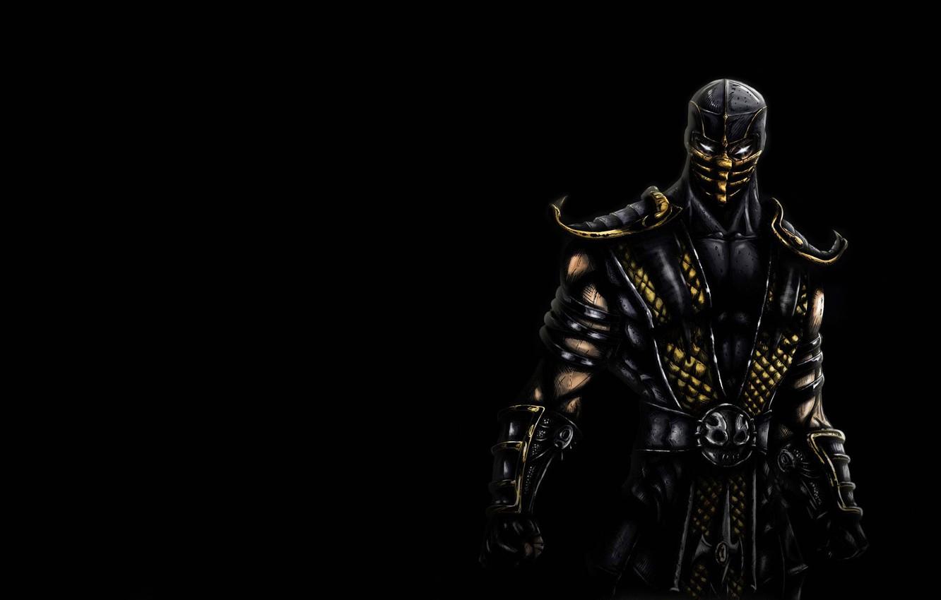 Wallpaper the dark background, Scorpio, ninja, scorpion, mortal kombat, ninja image for desktop, section игры