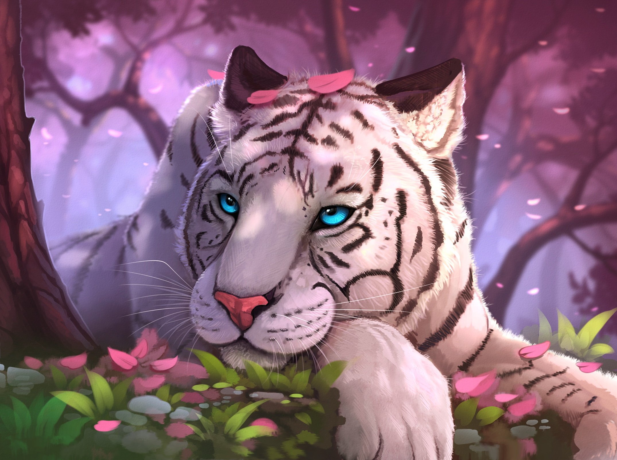 White Tiger Fantasy Art, HD Artist, 4k Wallpaper, Image