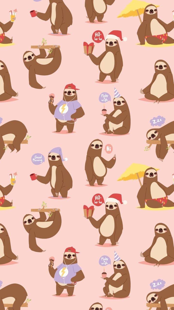Image discovered by Mαяvєℓσus Gιяℓ. Find image and videos about cute, background and pattern. Cute cartoon wallpaper, Sloth art, Sloth
