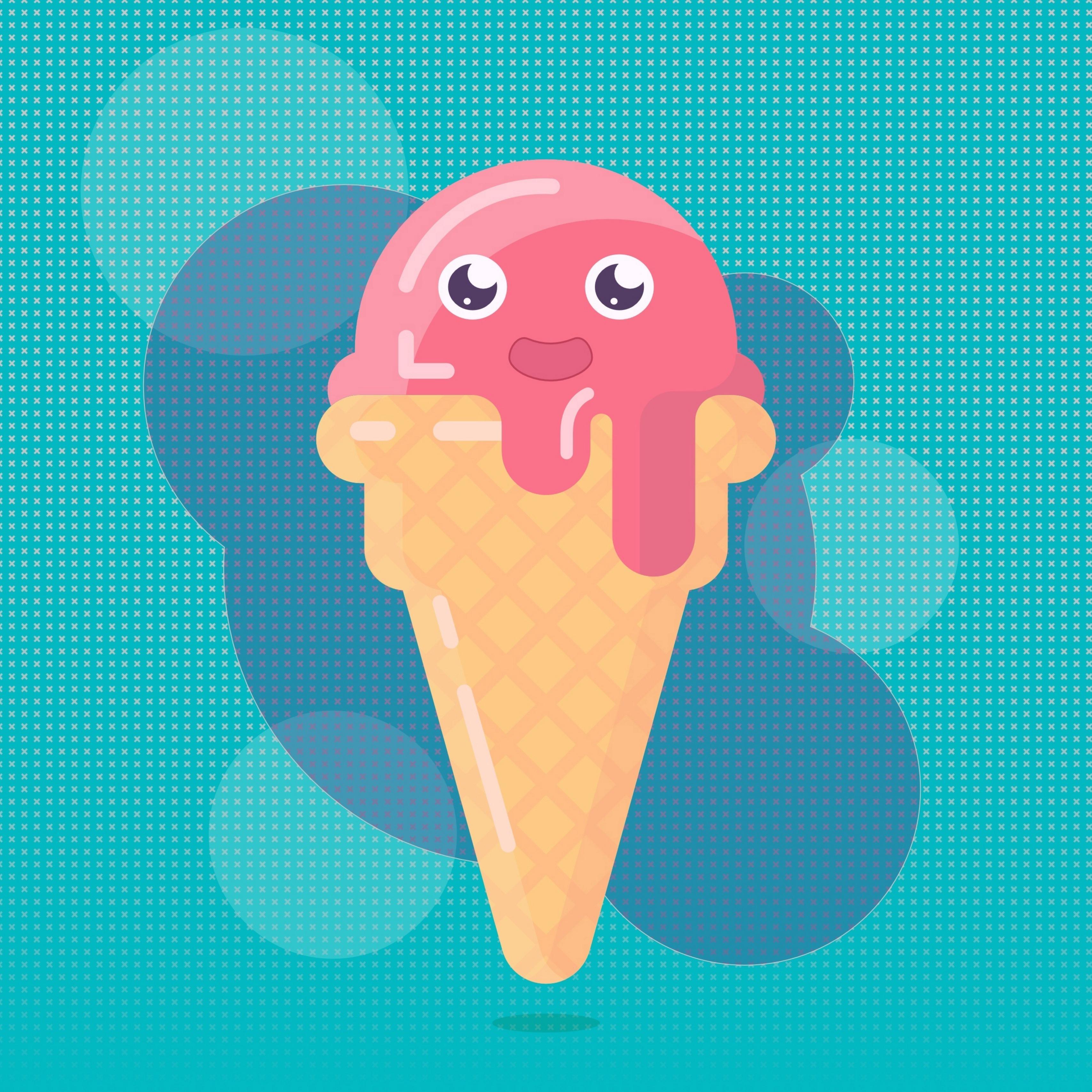 Download wallpaper 3415x3415 ice cream, horn, funny, face
