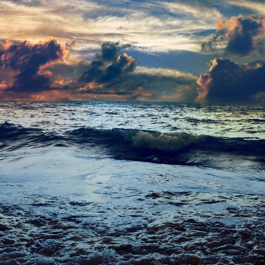 Sea Waves Landscape iPad Wallpaper Free Download