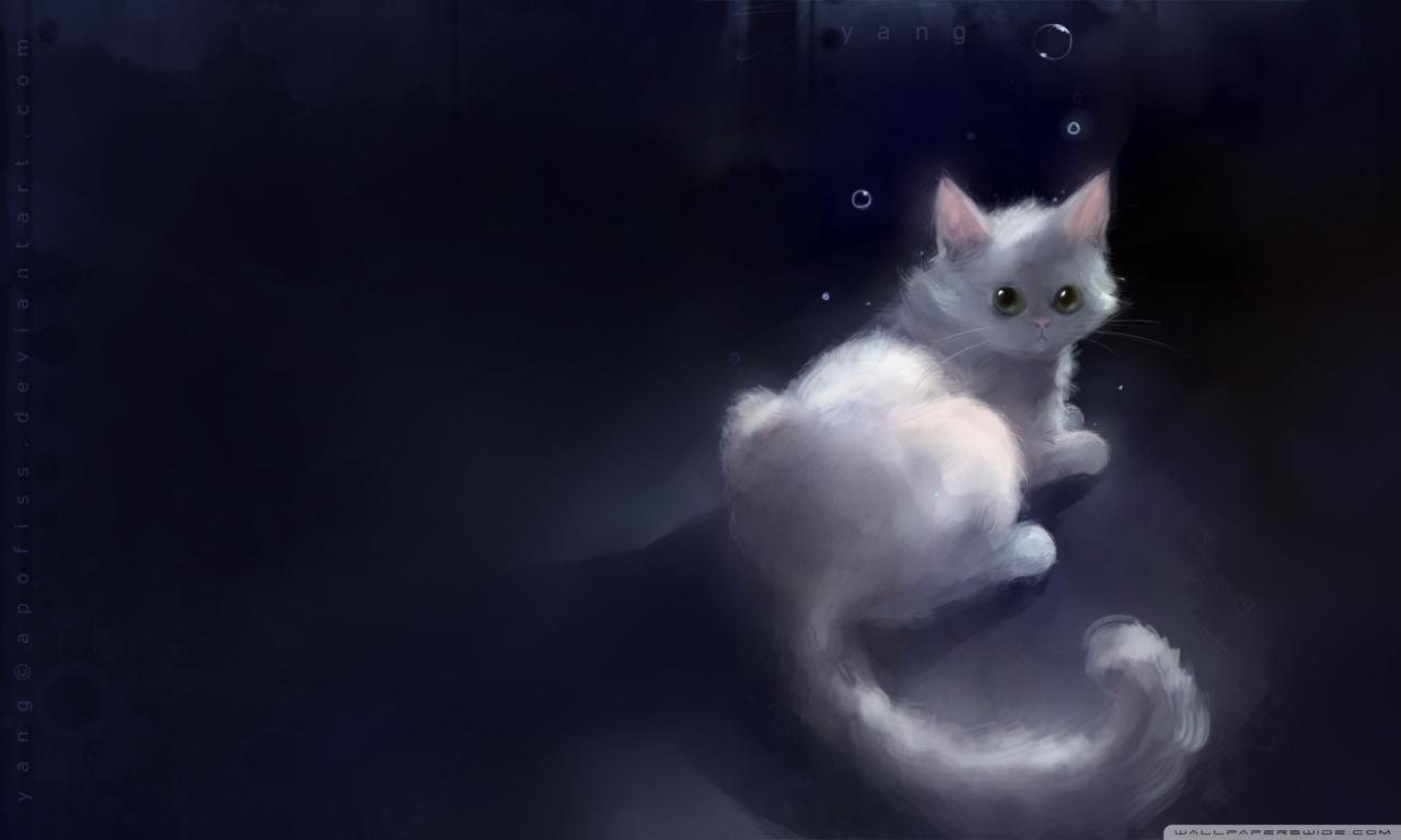 Download Anime Cute With Cat Wallpaper HD Desktop