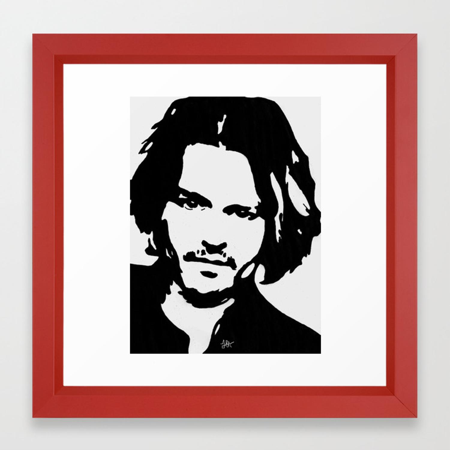 Johnny Depp Stencil Art Framed Art Print