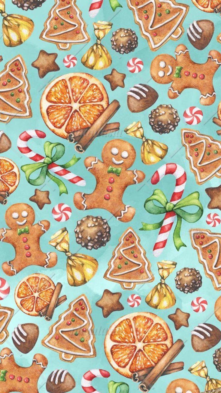 Gingerbread Men and Candy Cones. Wallpaper for your Phone