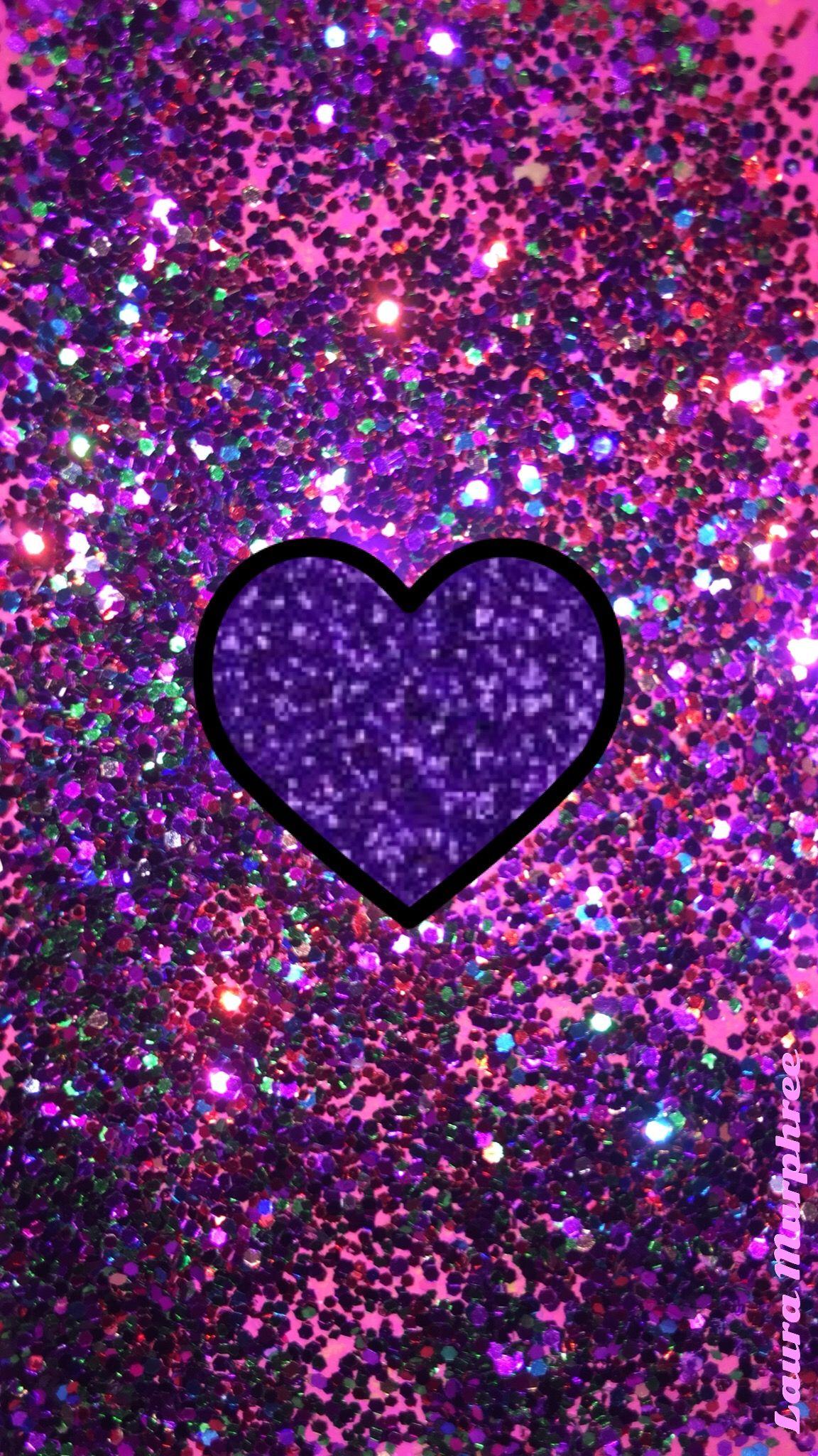 Glitter heart phone wallpaper sparkling background bling