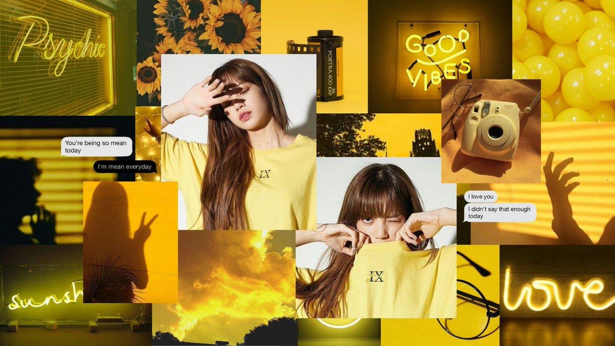 rie. RS1's aesthetic yellow desktop wallpaper #blackpink #lisa #aesthetic #wallpaper #desktopwallpaper